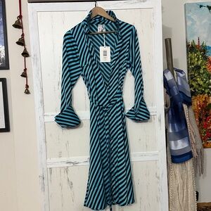 Y.A.S teal and Black Striped Dress